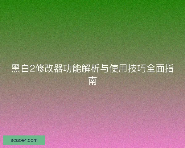 黑白2修改器功能解析与使用技巧全面指南